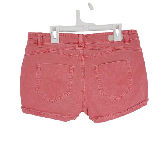 Lefties Shorts Denim Womens Coral Red Frayed Hem - Picture 6 of 8
